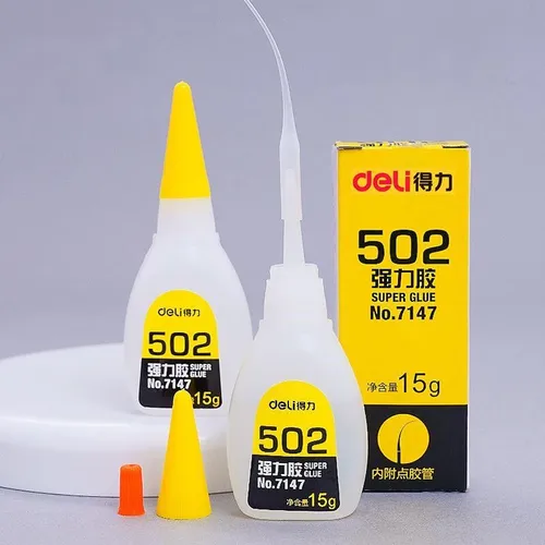 Deli-pegamento súper líquido 502, adhesivo de cianoacrilato de secado rápido instantáneo, unión fuerte, cuero, caucho, vidrio, Metal, suministros de oficina, 8/15g