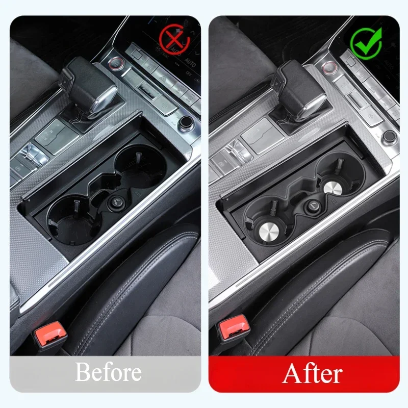 For Audi A6L/A7L/A7 2019-2024 Car Water Cup Holder Silicone Cover Protection Pad Scratch Resistant Storage Car Refit Accessories