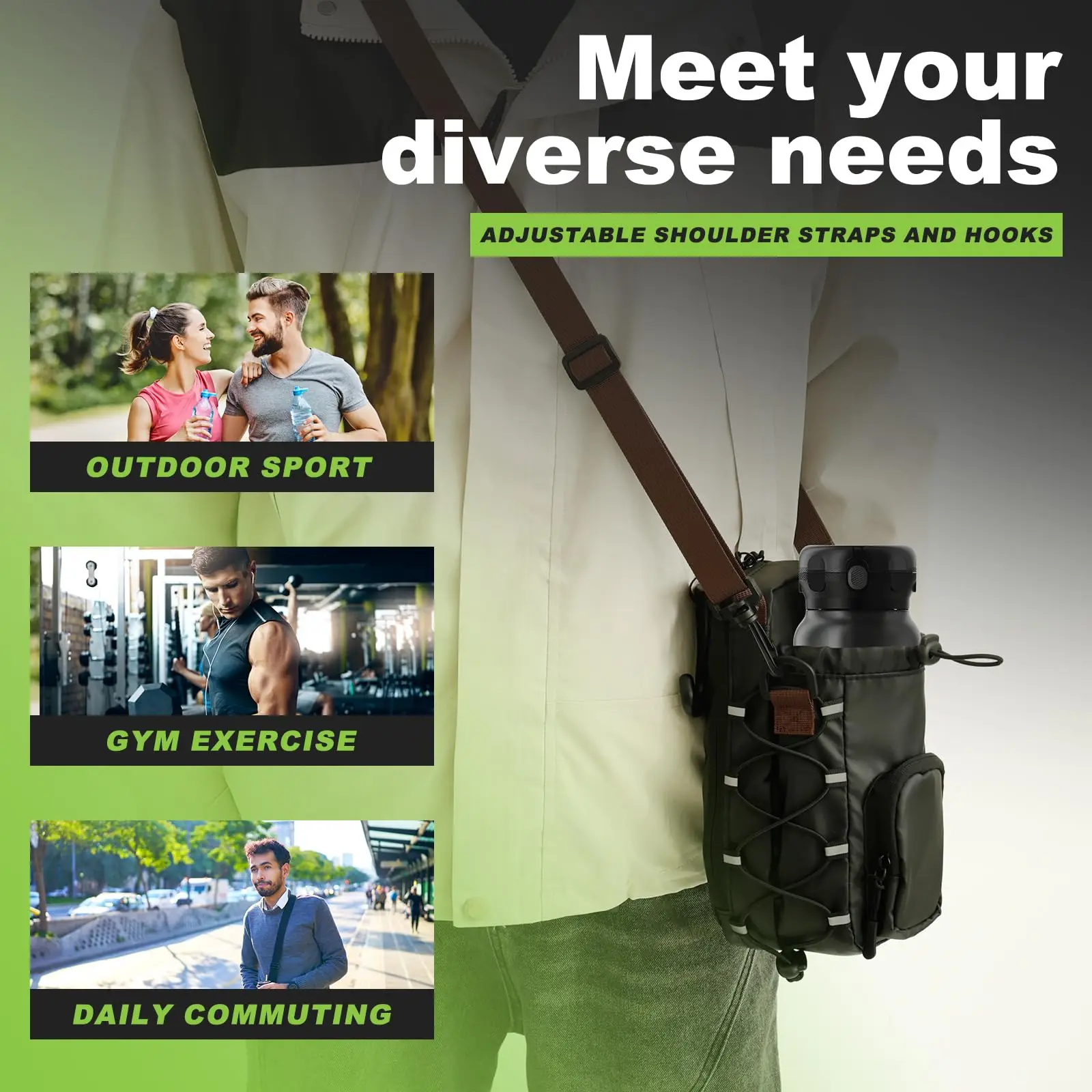 

Магнитная спортивная сумка с держателем для бутылки с водой. Сумка через плечо для спортзала. Сумка для переноски бутылок для спортзала. Спортивные дорожные ручные принадлежности.