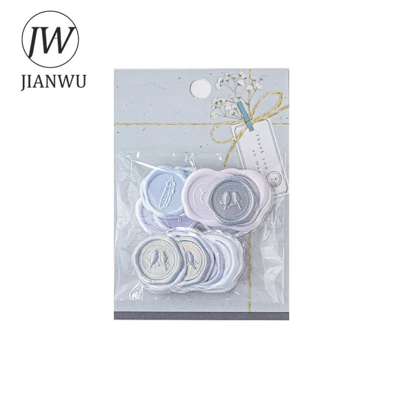 JIANWU 18Pcs Aesthetic Journal Envelope Decoration Sealing Sticker Creative DIY Cute Fire Paint Stamp Stickers Kawaii Stationery