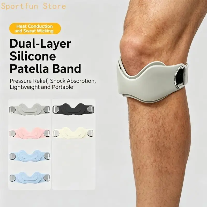 Patella Support Knee Strap 3D Wing Cushioned Silicone Knee Support Pad with Adjustable Strap for Training and Outdoor Exercise
