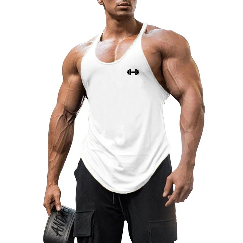 Summer Gym Stringer Tank Top Men Cotton Y Back Bodybuilding Clothing Fitness Vest Muscle Singlets Workout Sleeveless T Shirt