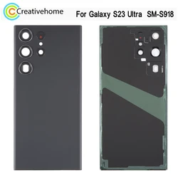 Glass Battery Back Cover For Samsung Galaxy S23 Ultra 5G SM-S918 Phone Rear Cover with Camera Lens Frame Replacement Part