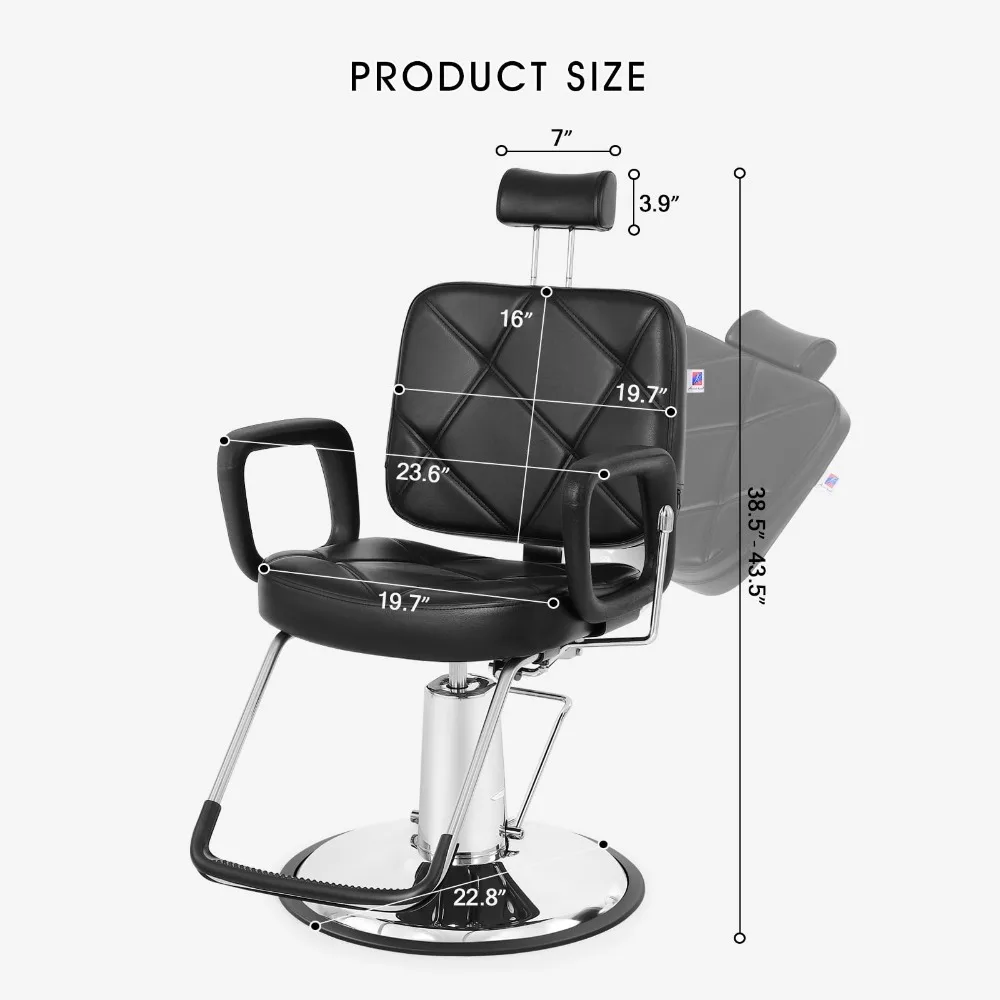 Hydraulic Recline Barber Chair Salon Chair for Hair Stylist Heavy Duty Tattoo Chair Shampoo Beauty Salon Equipment Left