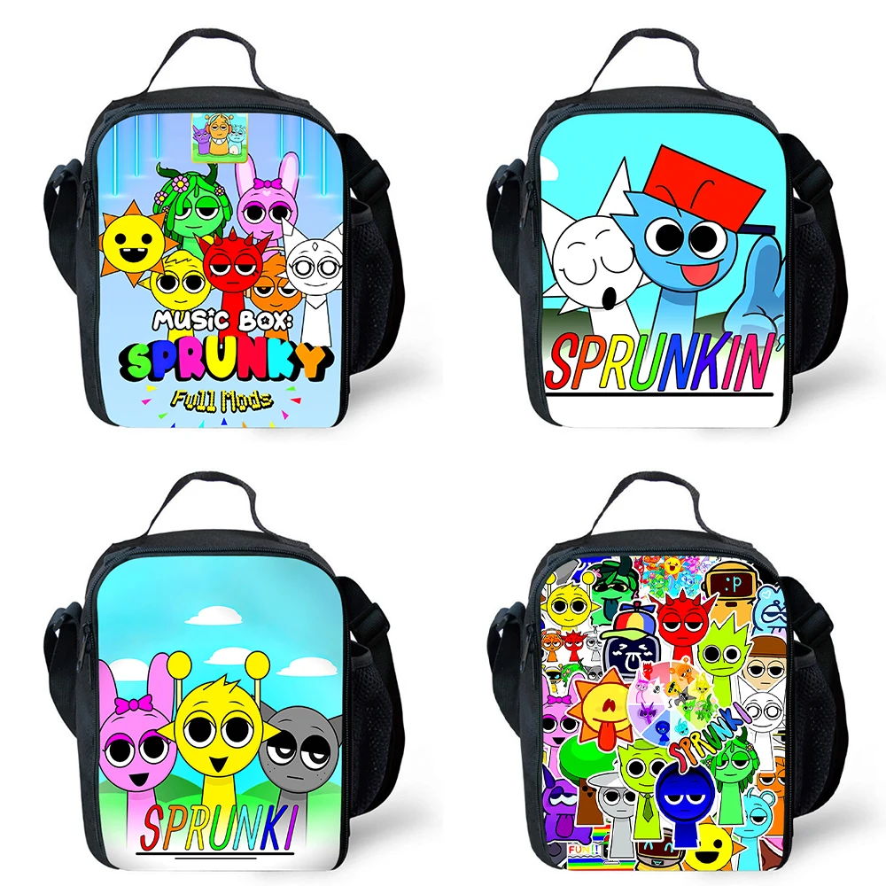 S-Sprunki Lunch bags for Child,Cartoon School Picnic Bags for Girls Boys,Large Kids Cooler Bags for 4-10 years Students