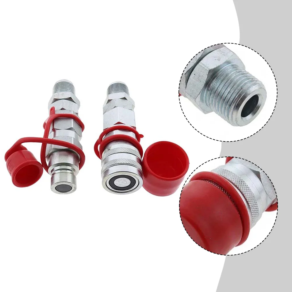 KV11305 AT312876 Flat Face Hydraulic Coupler Kit for 310G 240 110 210K 324J For Tractors Carbon Steel Material