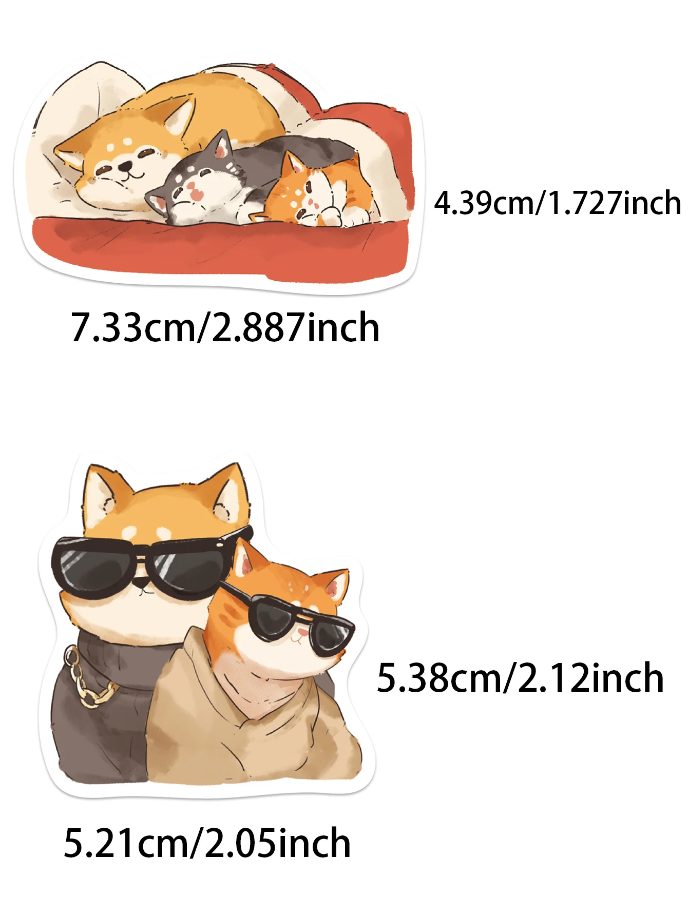 Desenhos animados adesivos, shiba inu, gato, decorativo, para mala, skate, guitarra, laptop, motocicleta, diy, impermeável, 50pcs