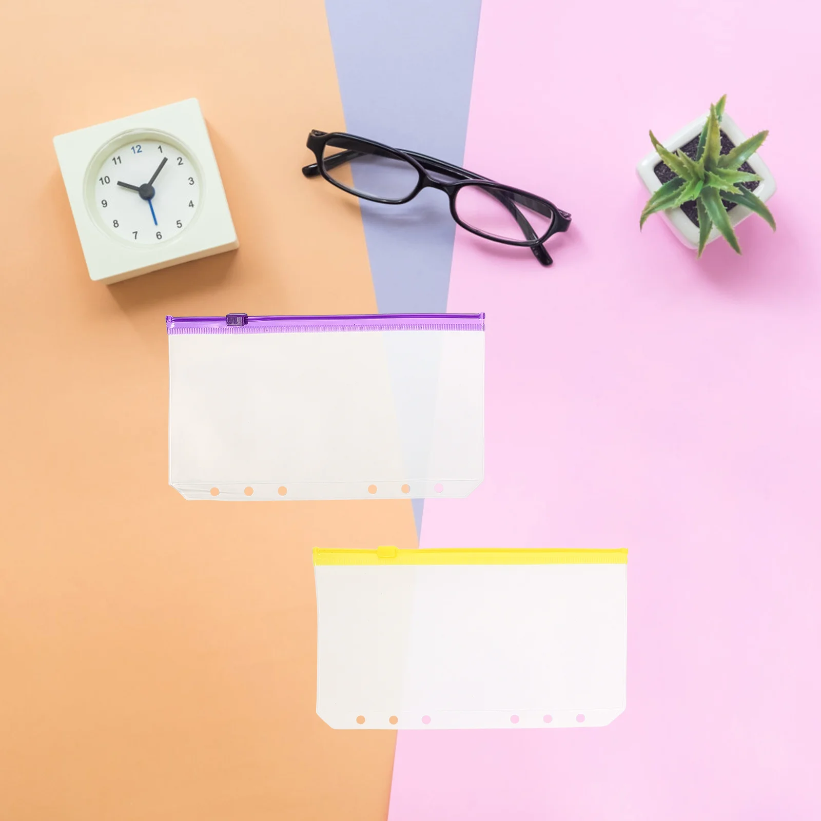 12 Pcs Transparent Bag Notebook Storage Document Pvc Zip Loose Leaf Sleeve Notepad Colorful Binder Pouch Pocket Decorative