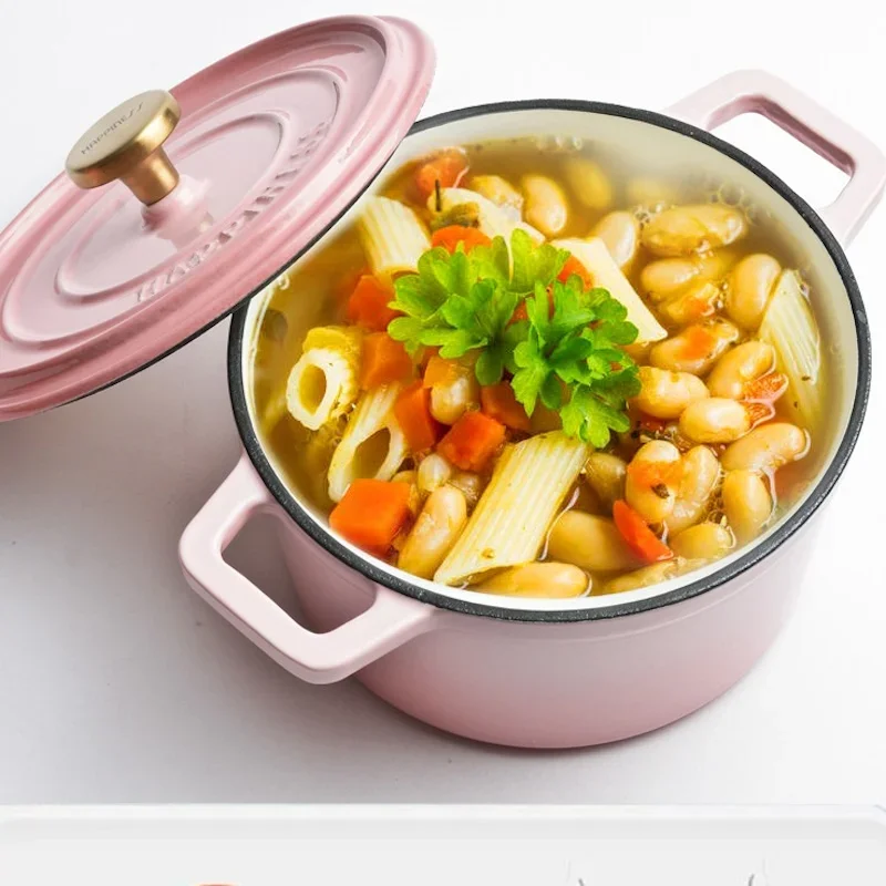

24cm Cast iron pots and pans Cooking pot Cookware Enamel Cast iron soup hotpot Kitchen accessories Non stick pots for cooking