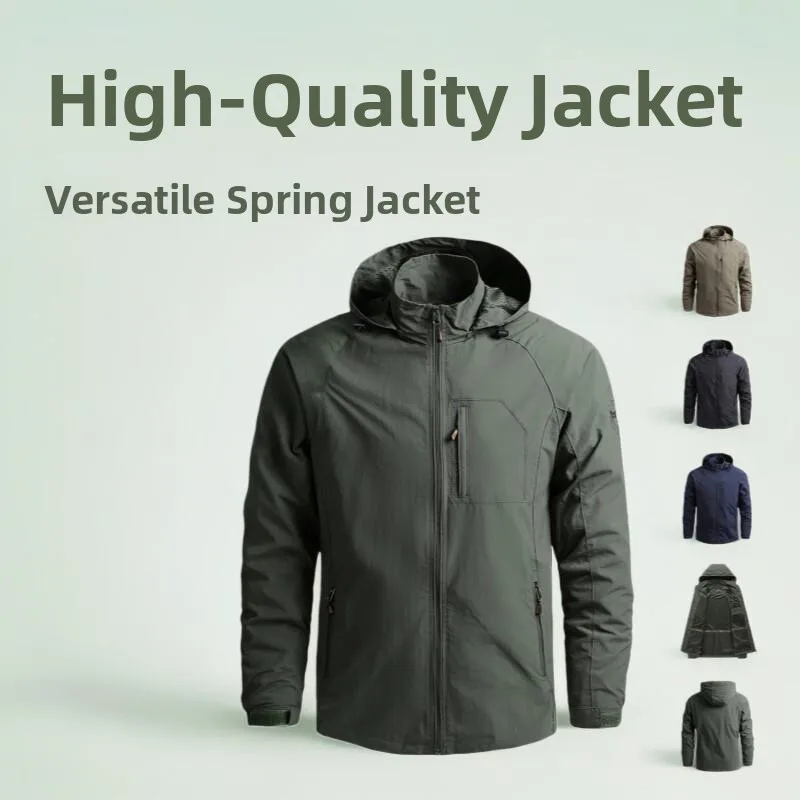 

Casual Stand Collar Men's Jacket Versatile Spring Autumn Style Quality Nylon Fabric Fashionable Urban Cleanfit Long Sleeve Zi...