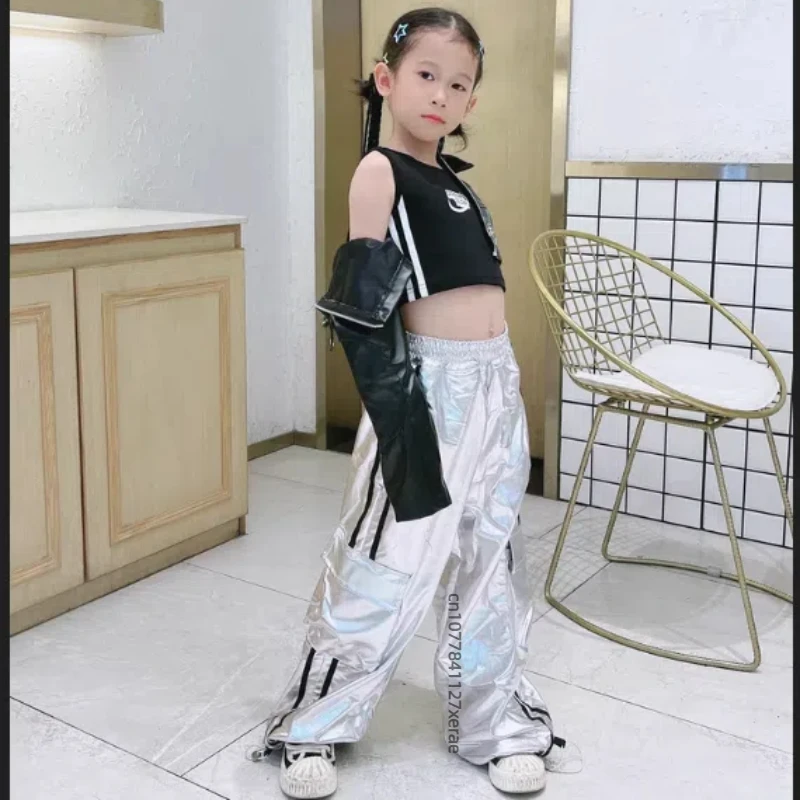 Trajes de baile de jazz para niñas, tops de colores brillantes, pantalones, conjuntos de hip-hop, actuaciones de danza de jazz para niñas, trajes de baile callejero