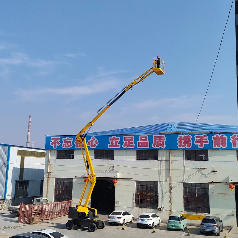 Mobile Curved Arm Lift Platform 300kg Load Capacity Man-lift Aerial Hydraulic Self Propelled Boom Lift