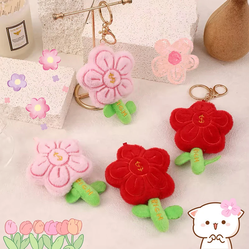 

Flower Bag Backpack Pendant Cute Plush Keychain Pendant Brooch Diy Accessories Toy