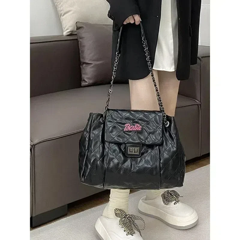 New Anime Barbie Handbag Cartoon Women's Fashion Pu Chain Crossbody Bag Kawaii Large Capacity Portable Casual Outing Ladies Bag