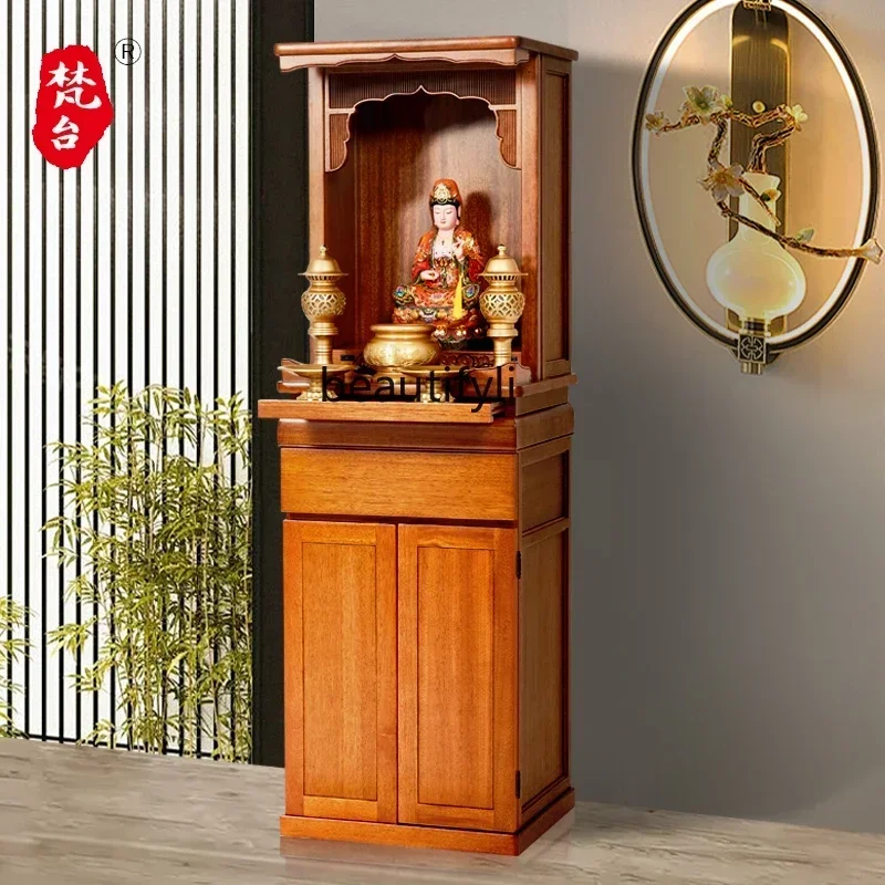 

yj9 For Taiwan household use, modern simple solid wood small Buddhist shrine, Guanyin God of Wealth cabinet