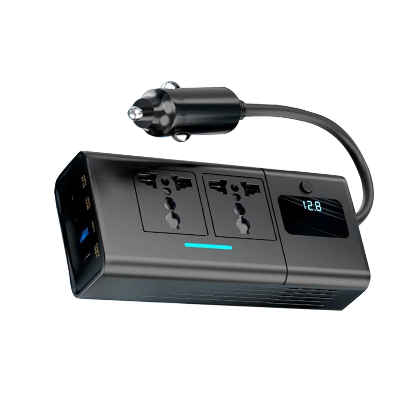 200W Portable Car Inverter Car Adapter Socket Converter 12V DC To 220V AC Car Socket Adapter for Outdoor Camping with 4 USB Port