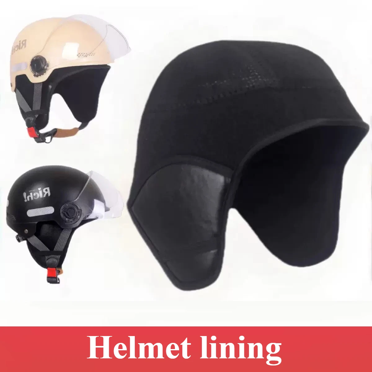 

Bicycle helmet inner lining and padding, warm, windproof and cold-proof inner lining, detachable ear protection accessories