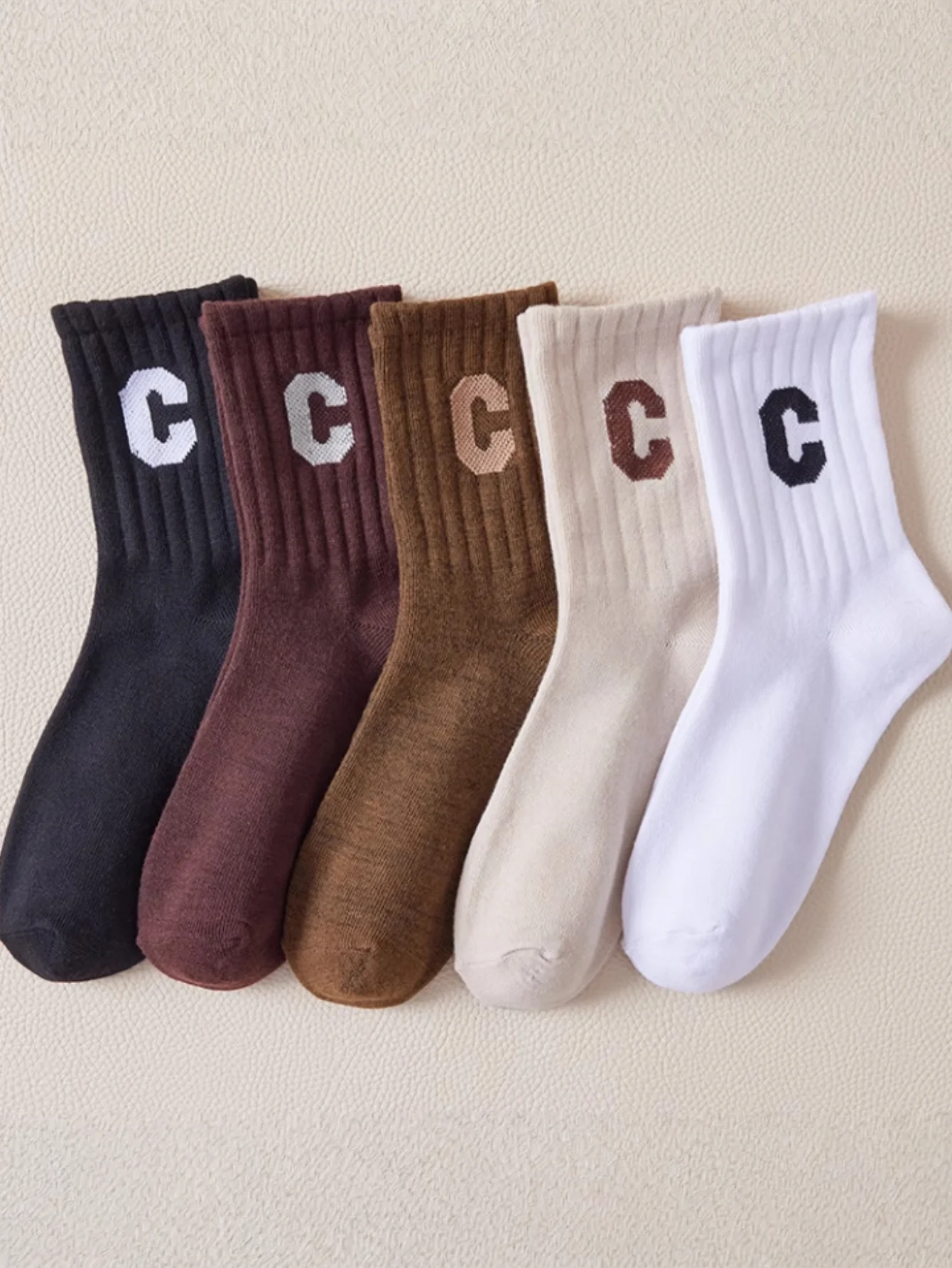 Calcetines de otoño e invierno, modernos, versátiles, con letras, longitud media pantorrilla, estilo universitario, internet-famou