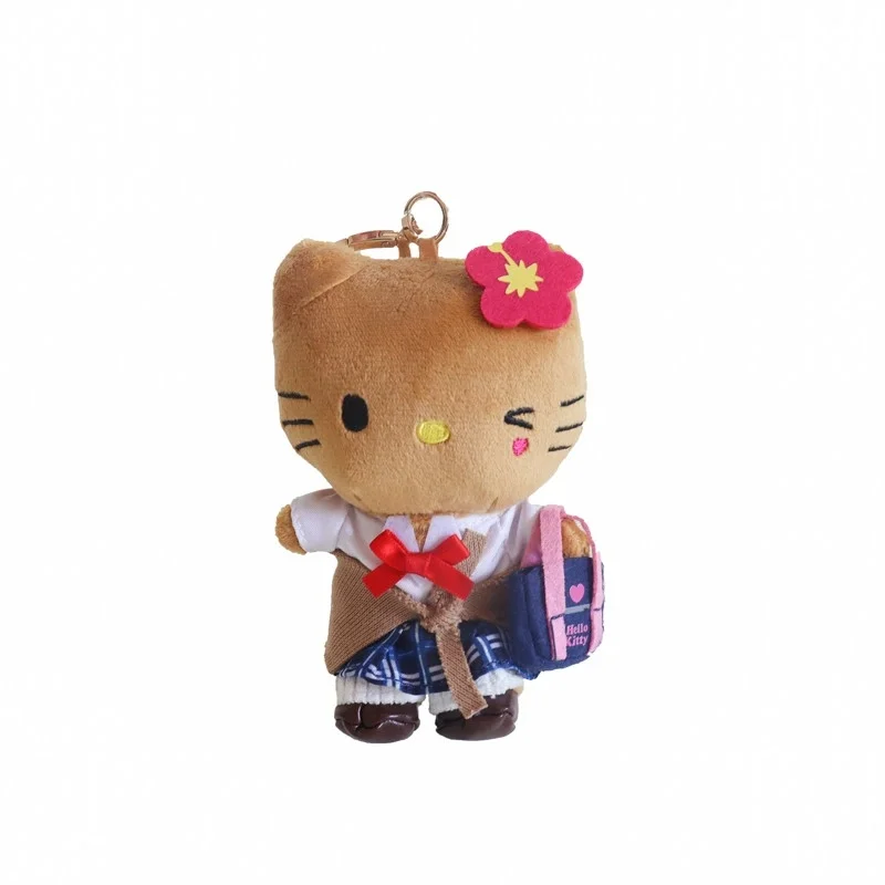 12 cm anime Hello Kitty cosplay schooluniform cartoon pluche pop hanger PP katoen gevulde pop kawaii sleutelhanger vakantiecadeau