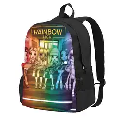 Rainbow High Group Artwork Large Capacity School Backpack Laptop Bags Rainbow High Group Rainbowhigh Violetwillow Rubyanderson