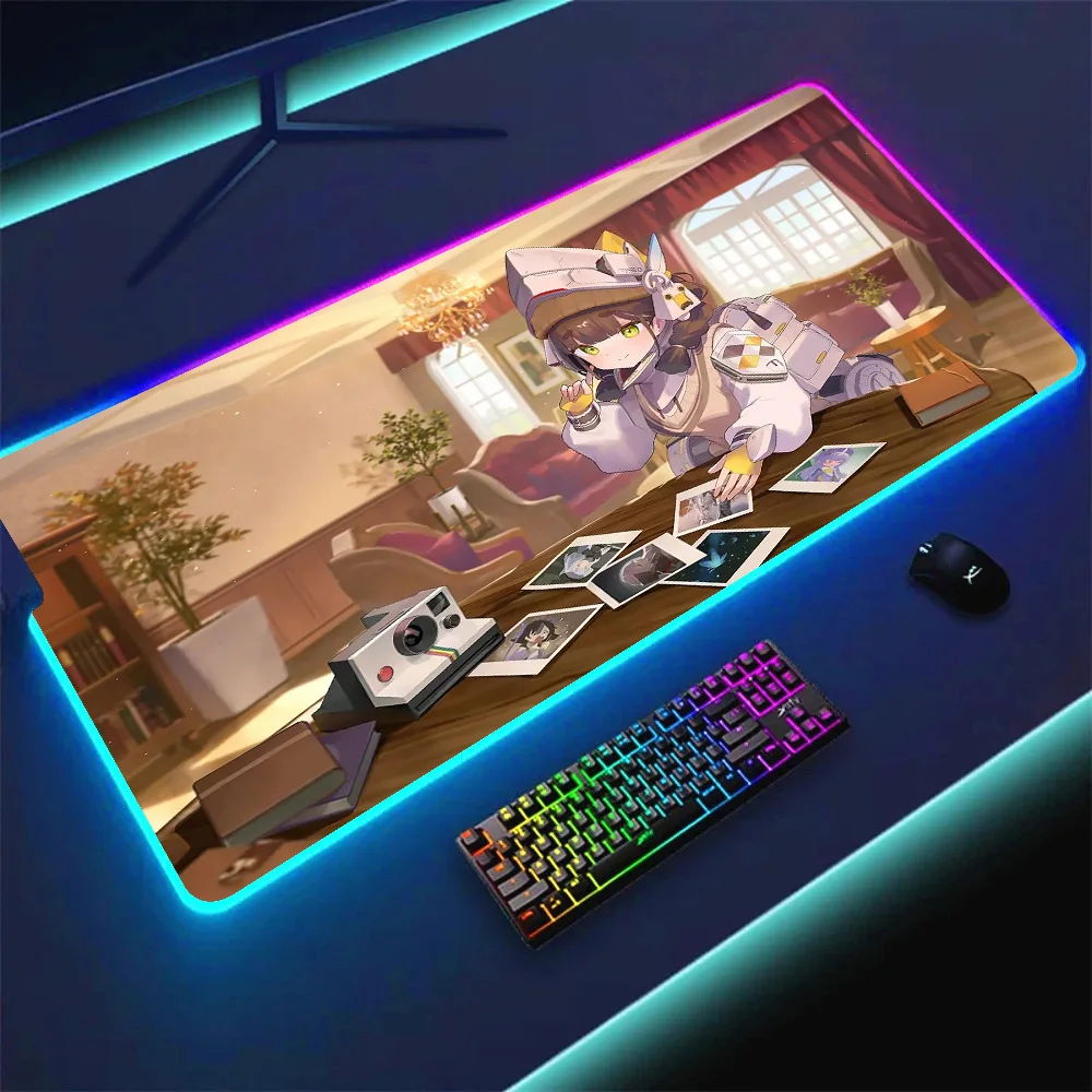 

Hot Game goddess of victory nikke RGB Mouse Pad INS trend Mousepad Kawaii Cute Deskmat LED Luminous Desk Pad HD Keyboard Mat