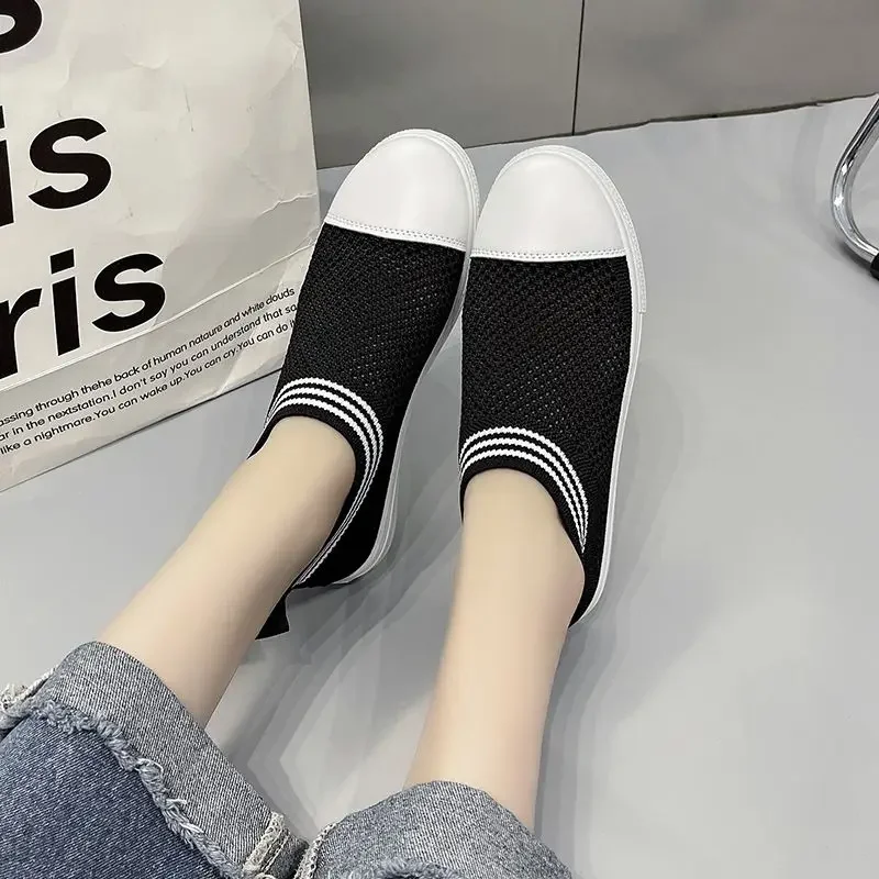 Women's Shoes Mesh Breathable Flat Slip On Loafers Female Footwear 2024 New Casual Youthful Emo Promotion Walking Spring In A H