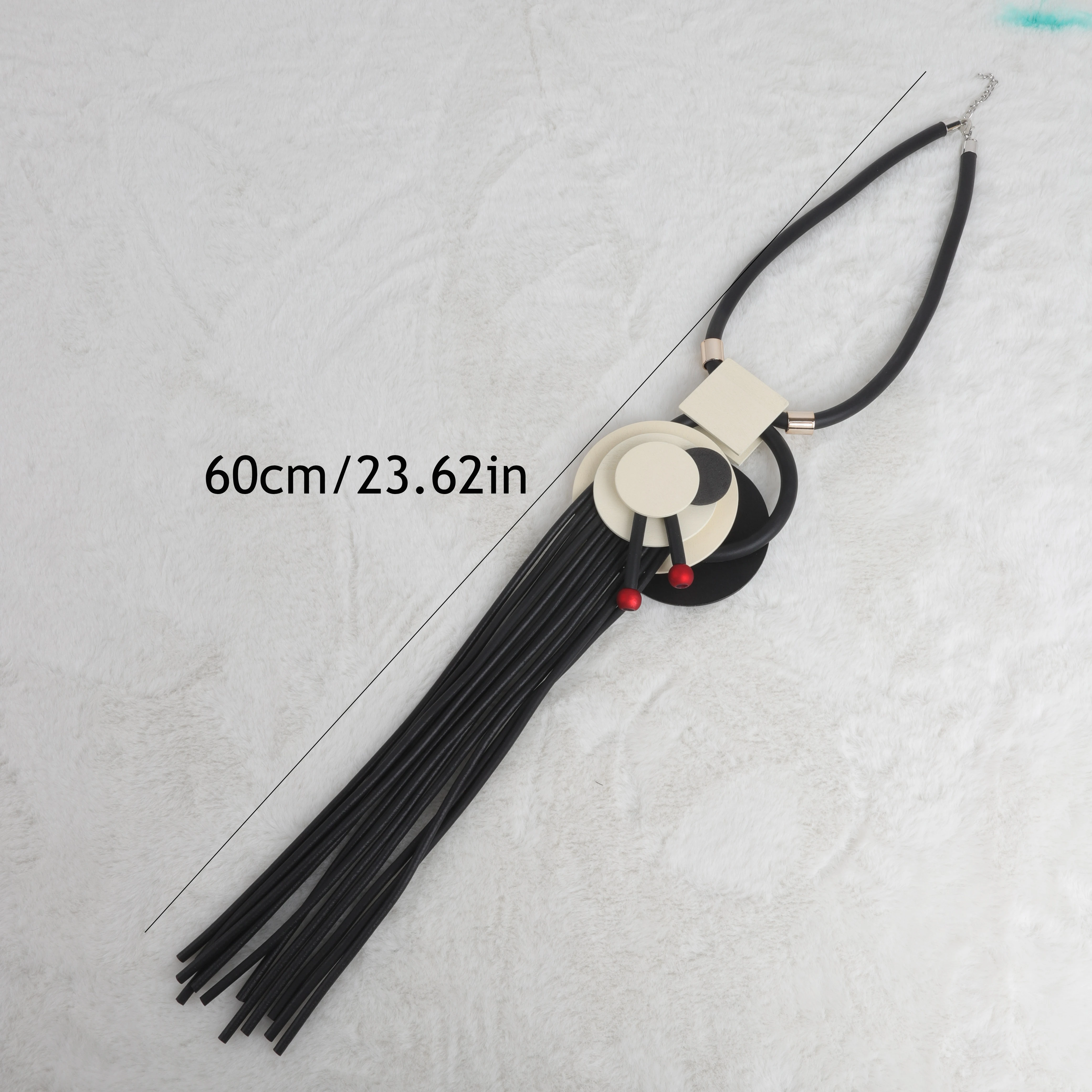 New Handmade Ethnic Style Black Tassel Style Rubber Chain Disc Wood Jewelry Necklace Party Bohemian Style Jewelry Punk Chain