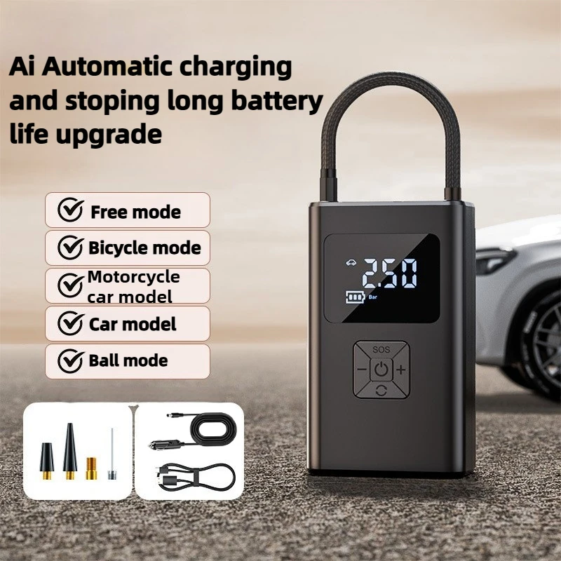 

Электрический насос для шин со светодиодной подсветкой, 4000 мАч, портативный автомобильный насос для накачивания, ЖК-дисплей, автомобильный насос для накачивания шин для автомобиля, велосипедного шара