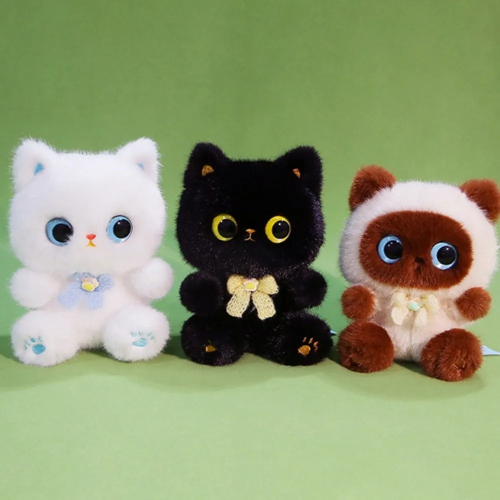 

Kitten Doll Stuffed Animals Black Cat Plush Toy Furry Fluffy Siamese Cat Doll Soft Kawaii Cat Table Doll Birthday Gifts