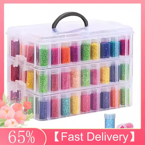 ~Latest Model Diamond-Painting Storage Container, 3-Tier Stackable Bead Organizer With Carrying Handle, Craft Storage Box