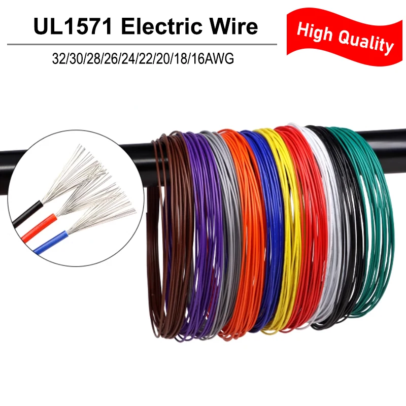 

UL1571 Electronic Copper Wire 32 30 28 26 24 22 20 18 16AWG PVC Insulated Tin-plated Copper Environmental LED Line DIY Cord