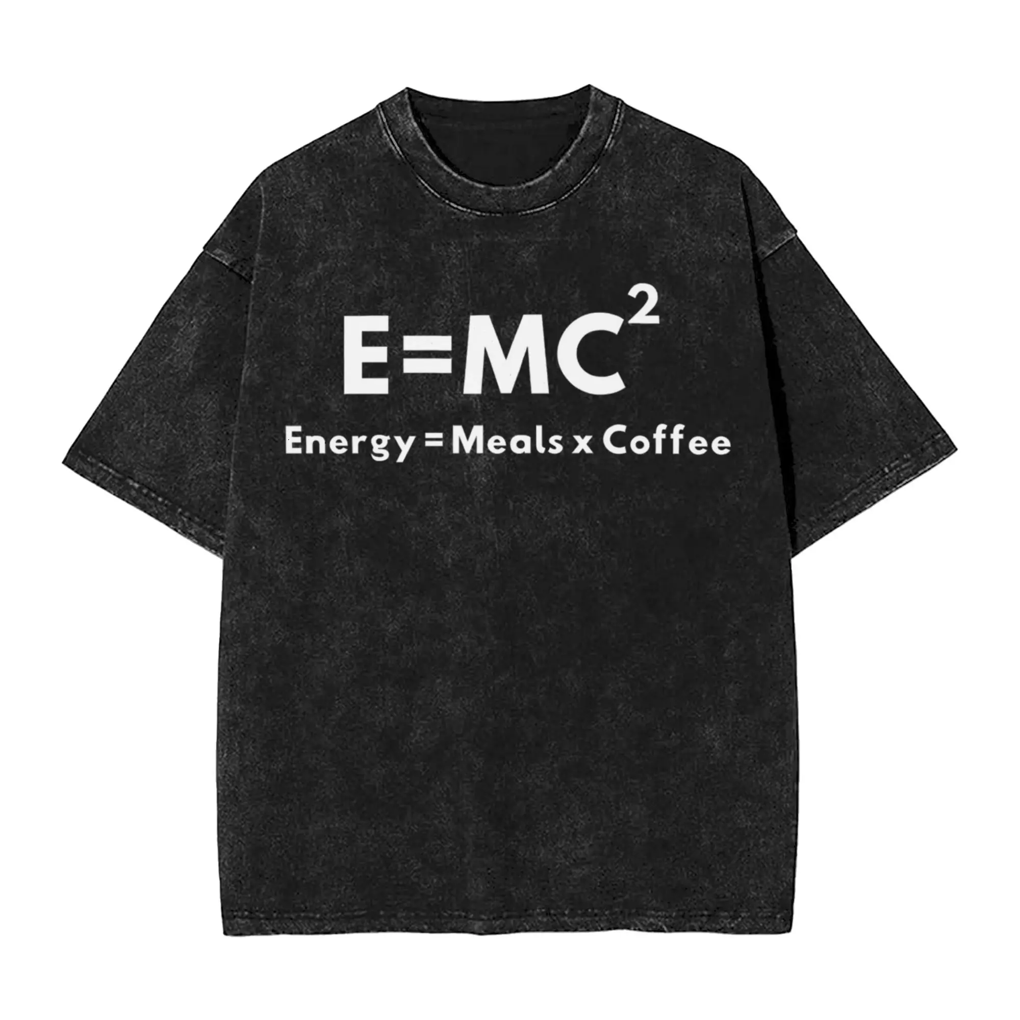 

Летняя рубашка E = MC2 Energy = Milk + Coffee Washed Merch Футболка большого размера для мужчин и женщин Футболки