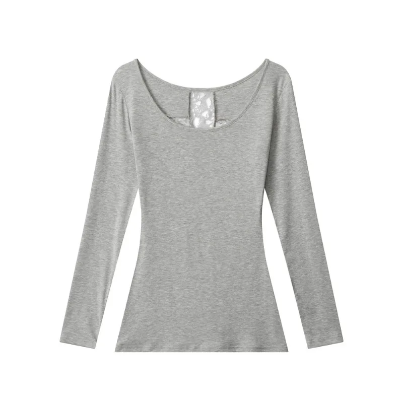 탑스 티셔츠 언더셔츠 여성용 긴팔 컷아웃 레이스 슬림핏 매혹적인 새로운 유행 캐주얼 편안한 미니멀리스트 니치