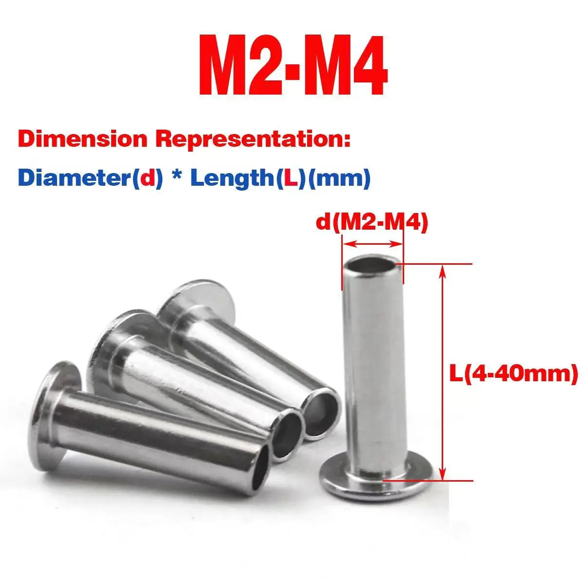 304 Stainless Steel Flat Head Semi Hollow Rivet / Flat Round Head Semi Hollow Rivet  M2M2.5M3M4