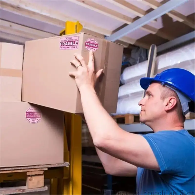 T5EA 10 แผ่นมือจับสติกเกอร์ที่บอบบางพร้อมสติกเกอร์แคร์ฉลากคำเตือนที่เปราะบางสำหรับการเคลื่อนย้ายและการจัดส่ง