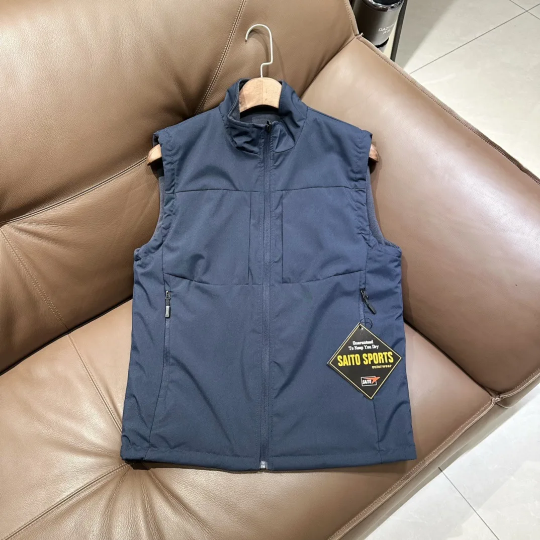 Chaleco reversible para hombre con tela RPET, chaqueta térmica sin mangas para exteriores de invierno, abrigo ecológico con múltiples bolsillos