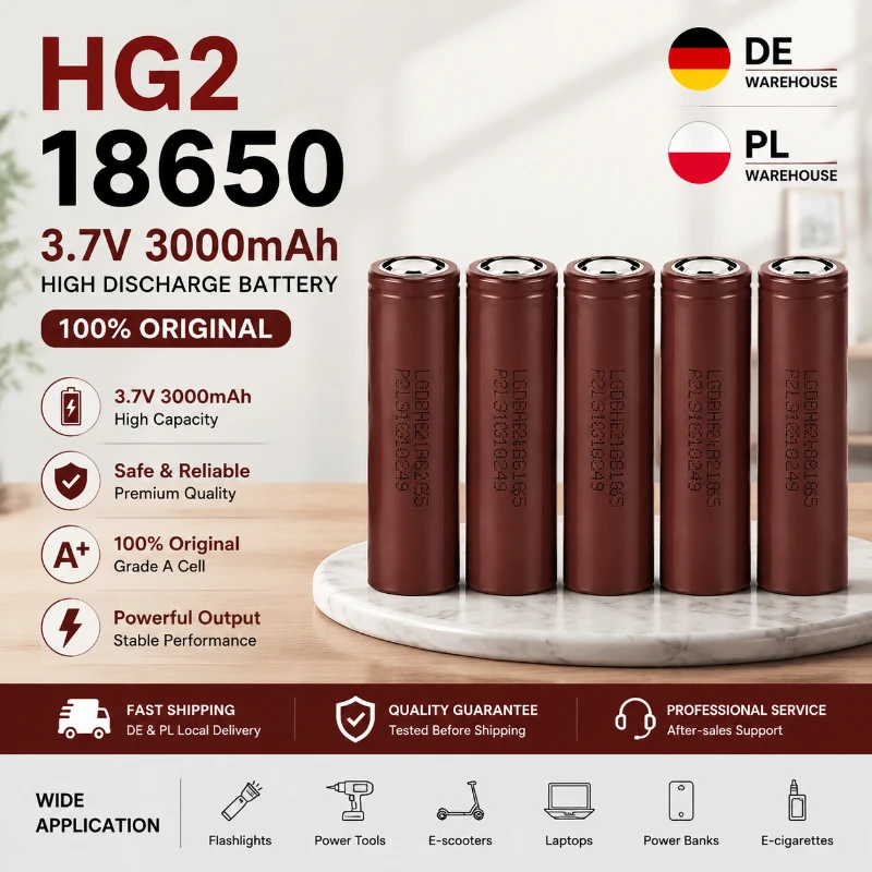 Batterie Li-ion rechargeable 18650 3000mAh 20A à décharge élevée, remplacement pour HG2, pour vélo électrique, outils électriques, pack de batteries DIY, entrepôt UE, livraison rapide, longue durée de vie