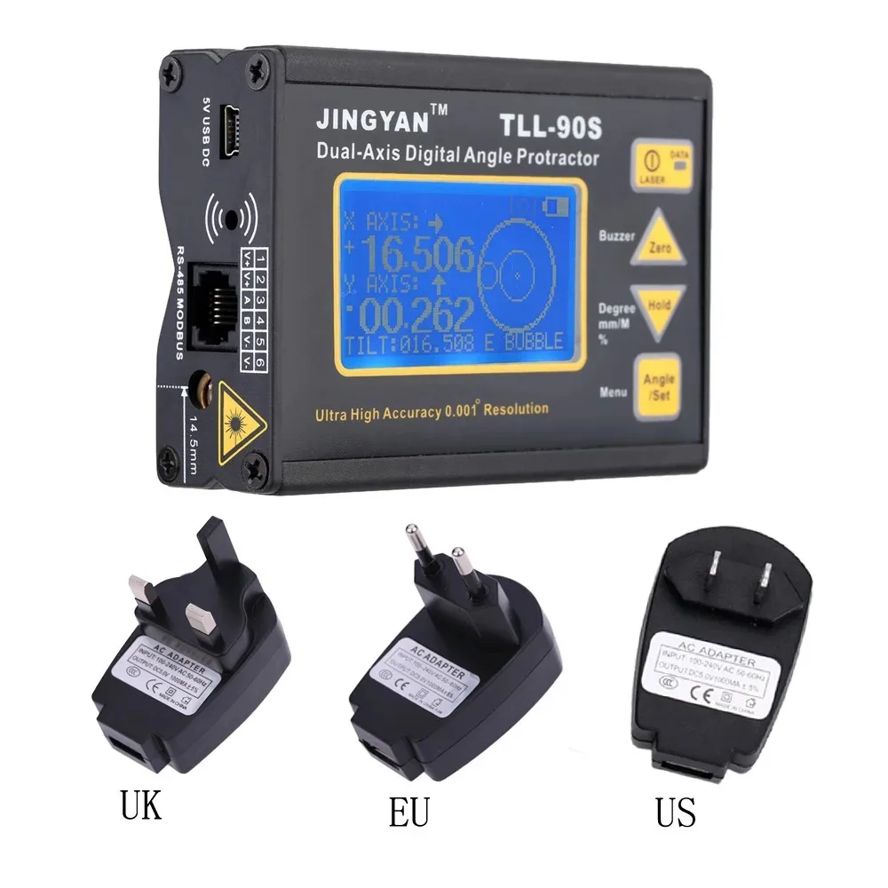 TLL-90S Super High Precision Angle Meter 0.005 Professional Dual-axis Digital Laser Level Inclinometer with LCD Display