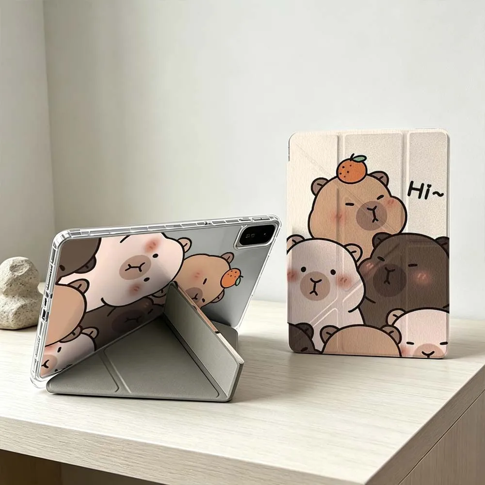 

Cartoon Fun Capybara Soft For Xiaomi Mi Pad 8 7 6 5 Pro Redmi Pad SE 2 Poco Pad Foldable 3Y Tablet Case