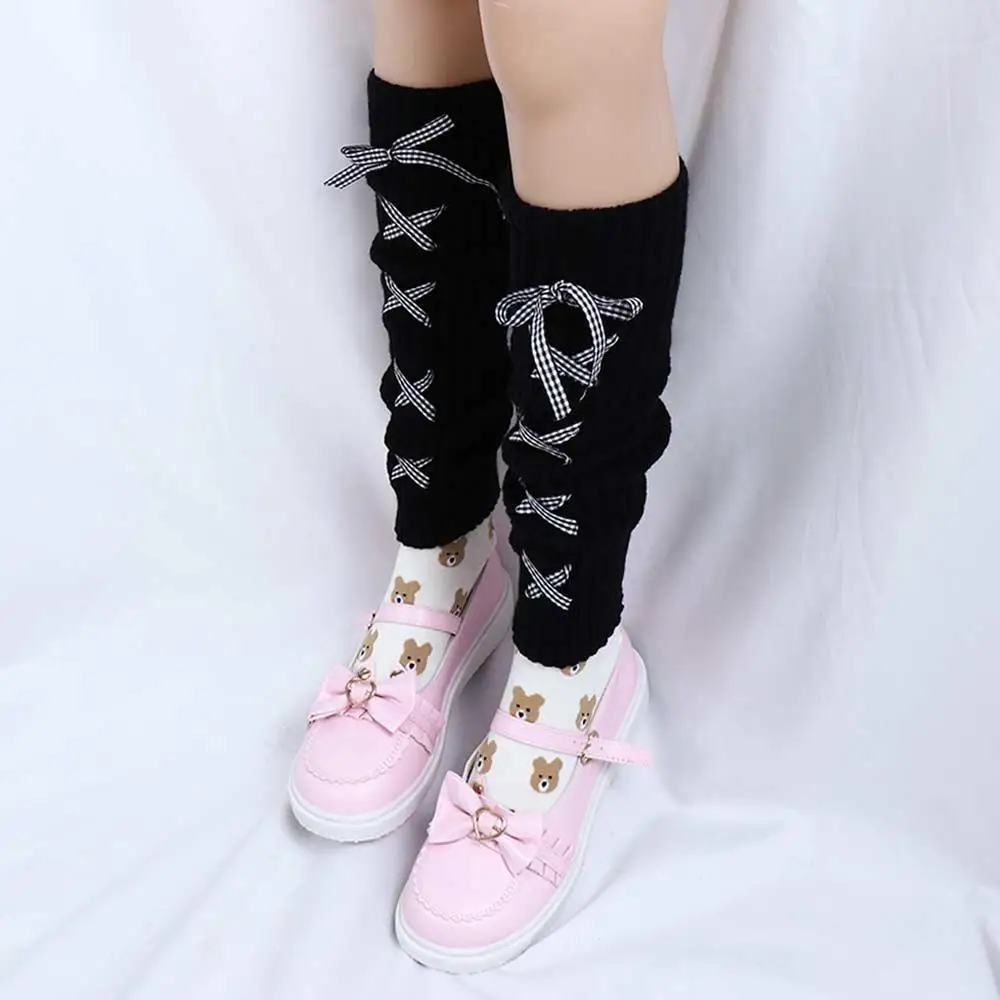 Süße Knies chutz Cosplay Mädchen Kostüm zubehör Lolita Wolle Beinlinge gestrickte Socken Frauen JK Strumpfwaren Fuß abdeckung