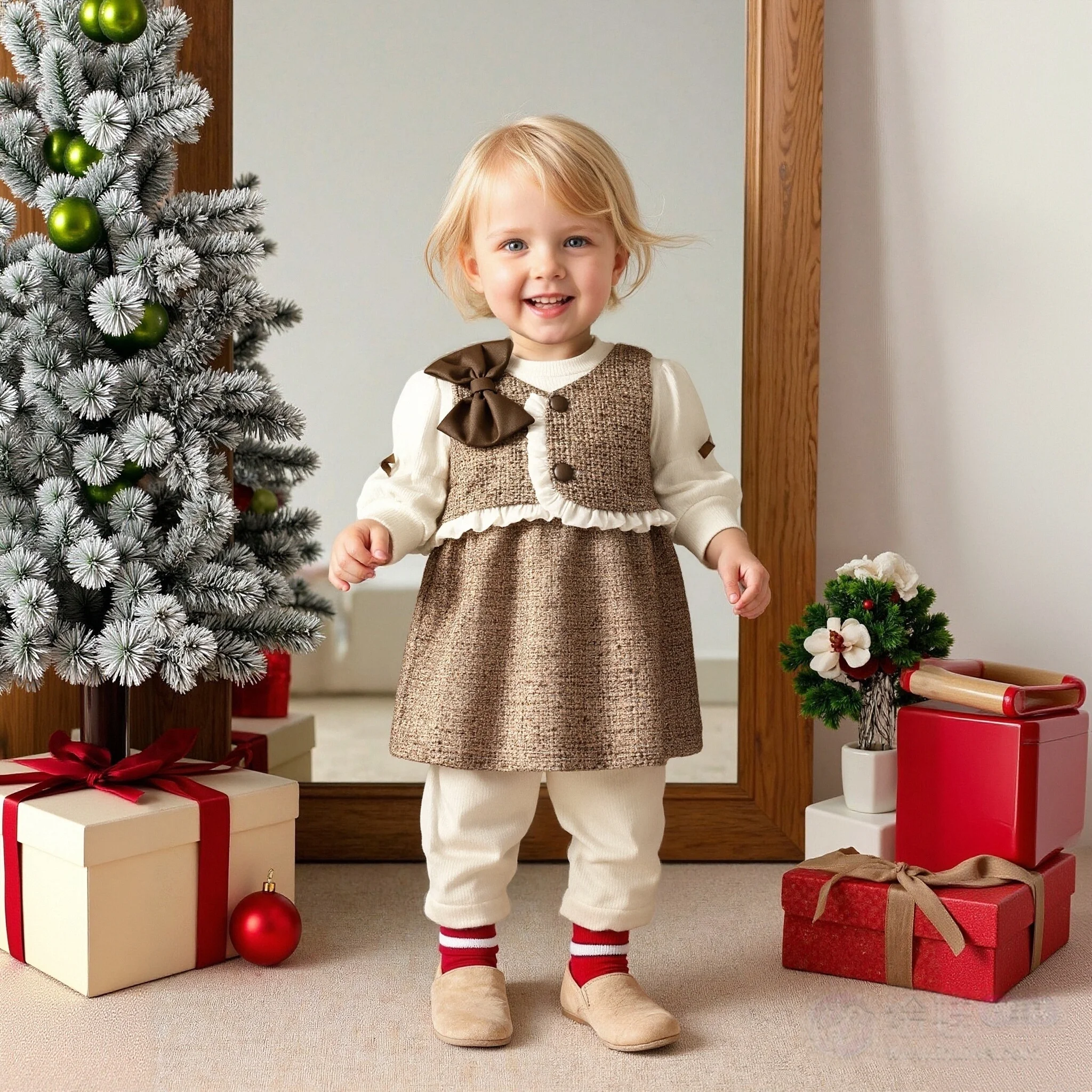 

Baby Girl Dress Spring And Autumn Long Sleeves Bow Print Round Neck Baby Dresses Cute Casual Princess Dress