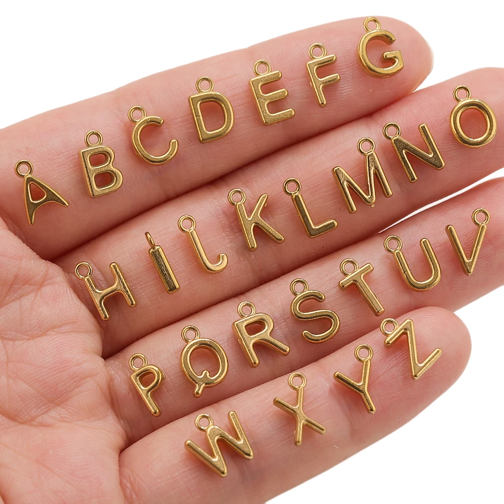 

10pcs A-Z Letter Charms For DIY Stainless Steel Necklace Bracelet English Alphabet Initial Letter Pendants Jewelry Makings Whole