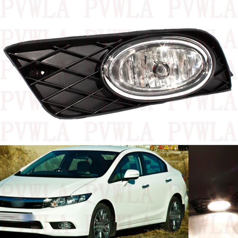 

Left Side Front Bumper Fog Lights Lamp With Halogen Bulbs and Grille Cover 33950-TR0-003 For Honda Civic 4DOOR 2012-2013