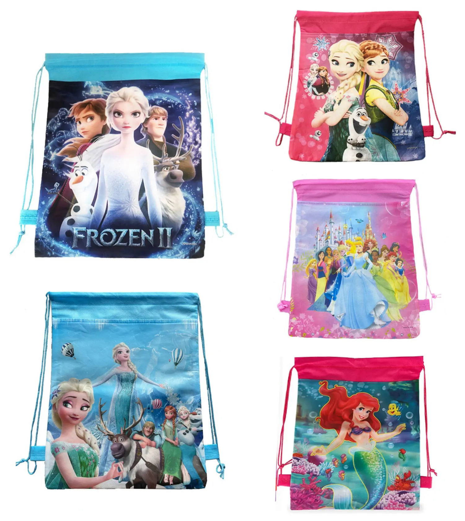 Anime Disney Frozen Princess Backpack Bag Decorations Gift Nonwoven Drawstring Bag Kid Party Baby Shower Supplies Birthday Gifts