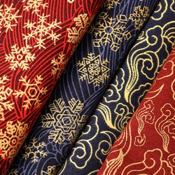 0.5/1/2 Yard Christmas Printed 100%Cotton Fabric Japanese Kimono Style DIY Handmade Making Cheongsam, Hanfu, Holiday Decorations