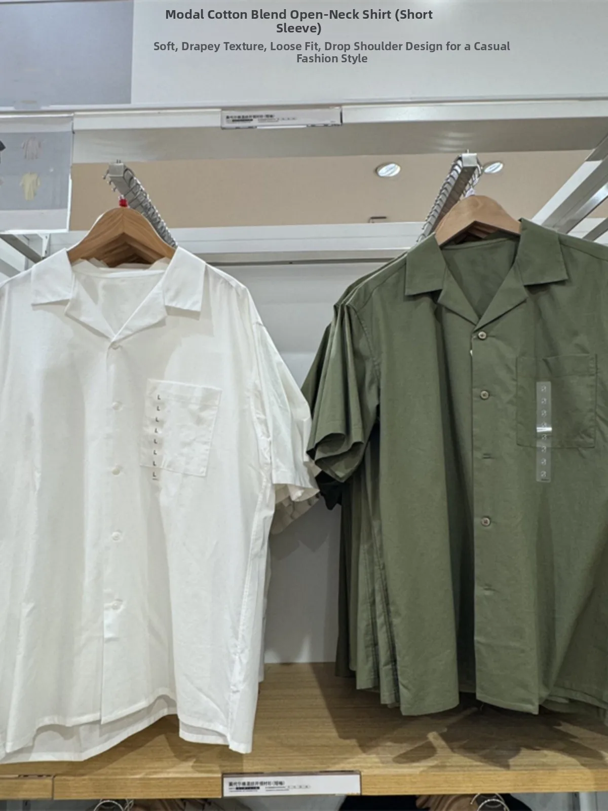 

Summer ex Modal Cotton Blend ort Sve Open Collar irt Cuba Collar Jaet Casual Loose Fit Breathable Lightweight
