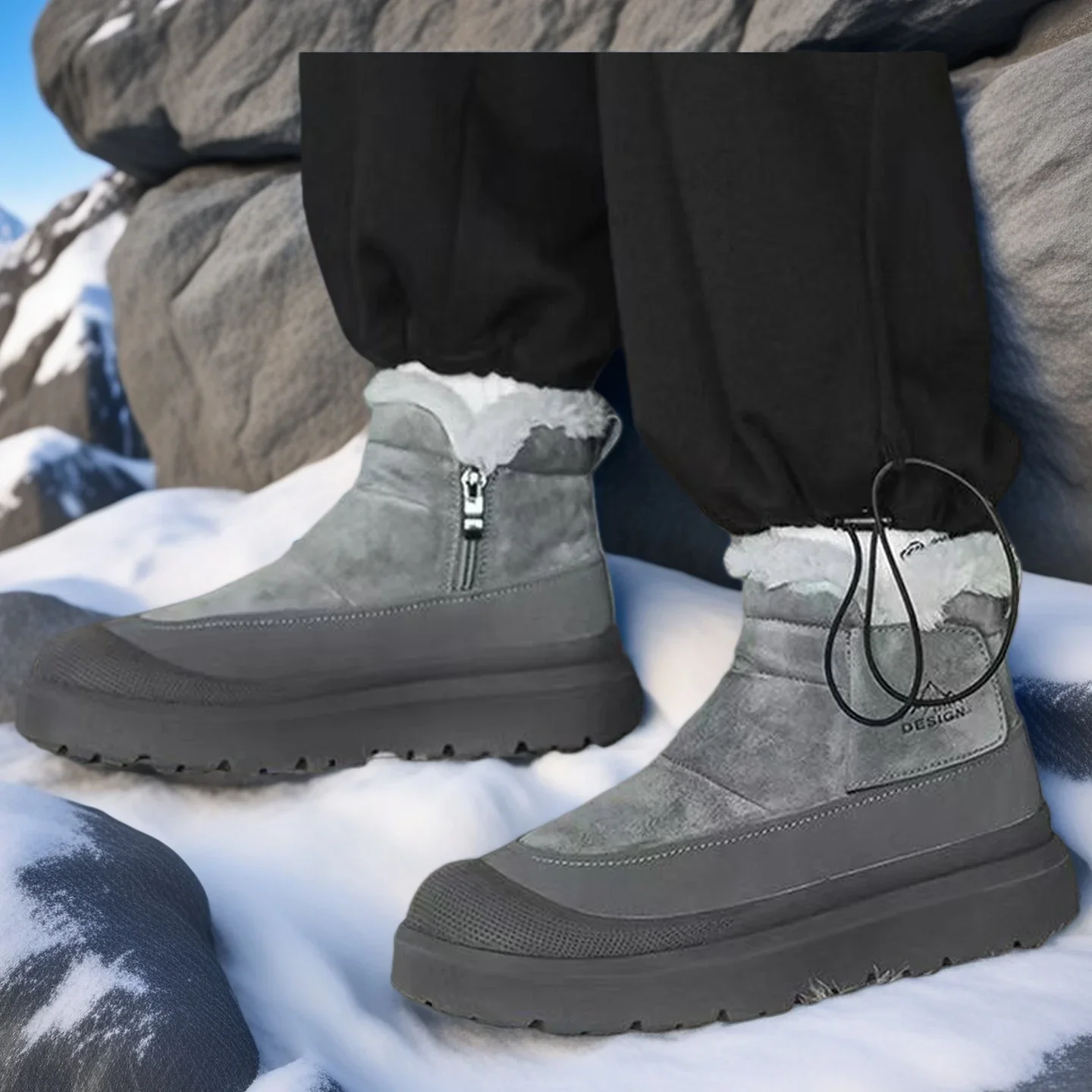 الشتاء الرجال أفخم حذاء الثلج عالي الرقبة دافئ في الهواء الطلق الأحذية القطنية للأزياء اليدوية عارضة الأحذية مع الفراء للماء عدم الانزلاق حذاء من الجلد #6