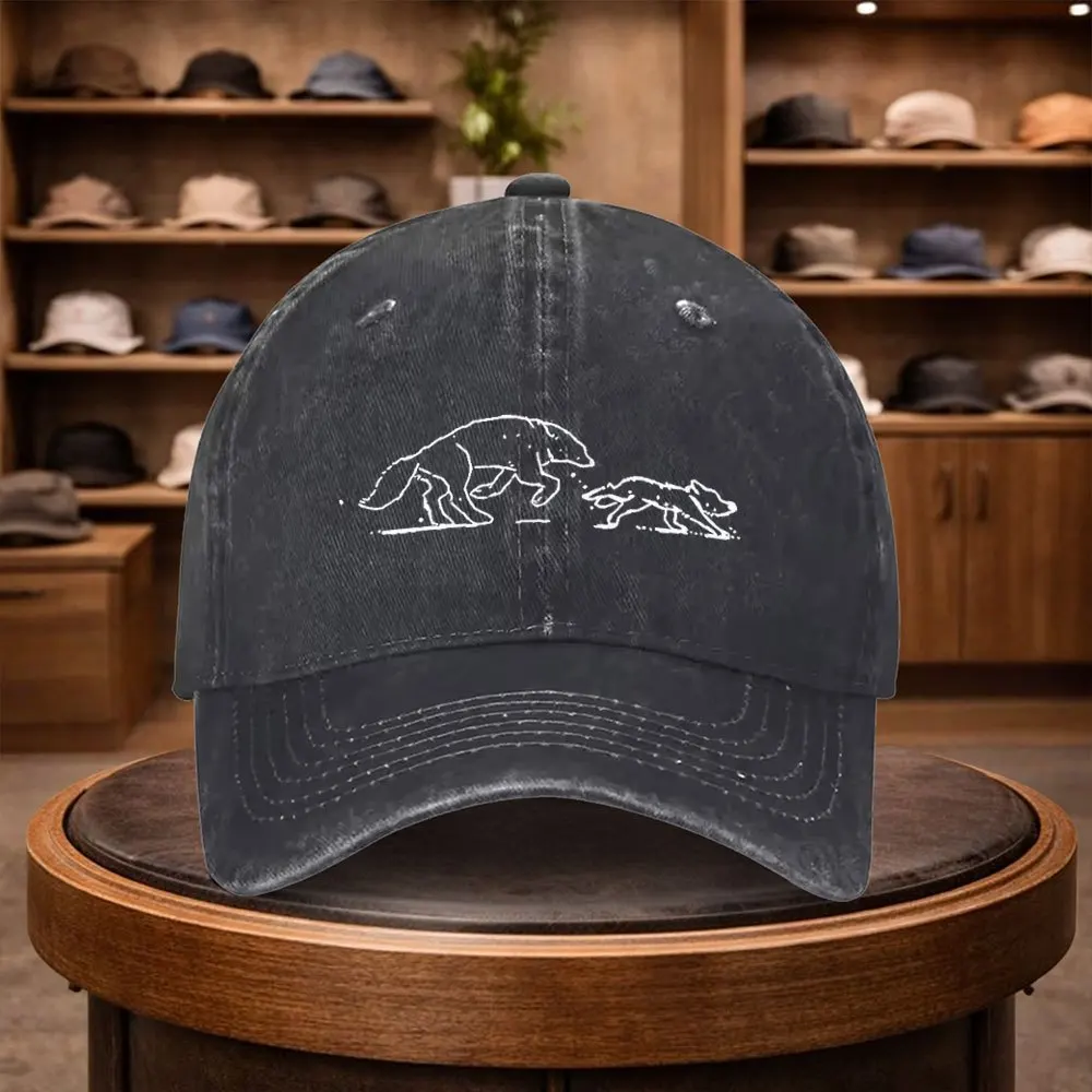 1 Men's Polar Bear Mother and Cub Animal Minimalist Line Art Baseball Cap, Outdoor Fashion Adjustable Casual Hat, Urban Style Li