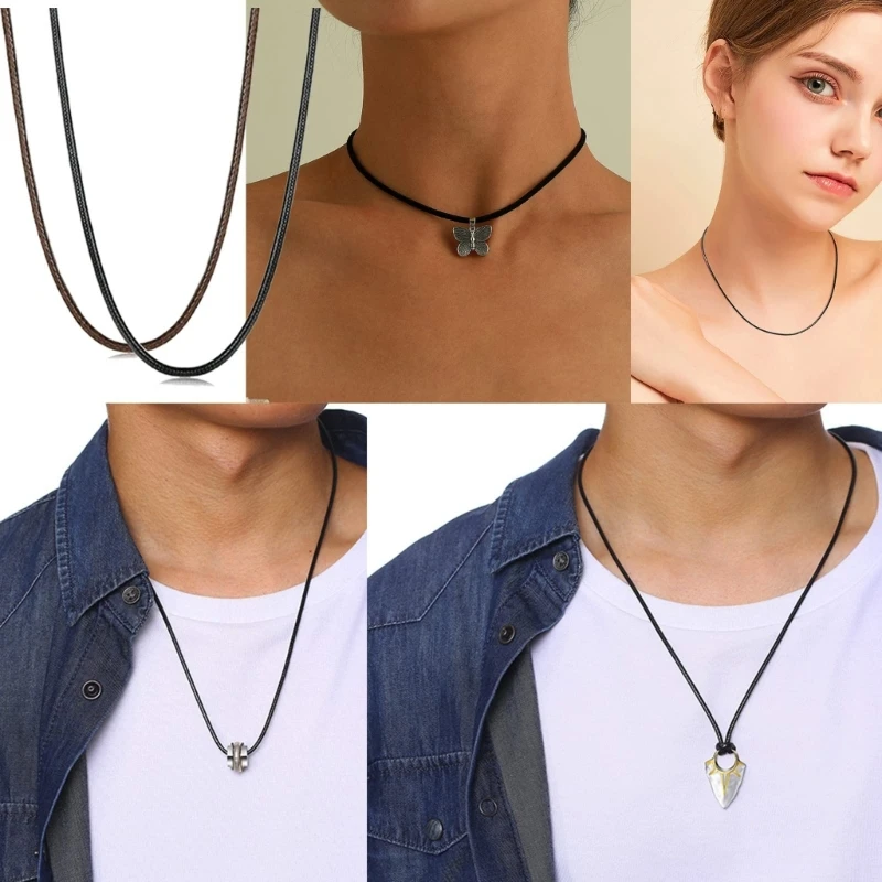 Leathers Necklace Cord with Lobster Clasp Braided String Rope Jewelry Making DIY