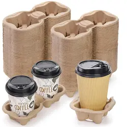 80 or 40PCS for one Pack  Coffee Cup Holder Made of Pulp Paper for Takeaway Drinks Package for Coffee Shop Wholesale Drops Ship